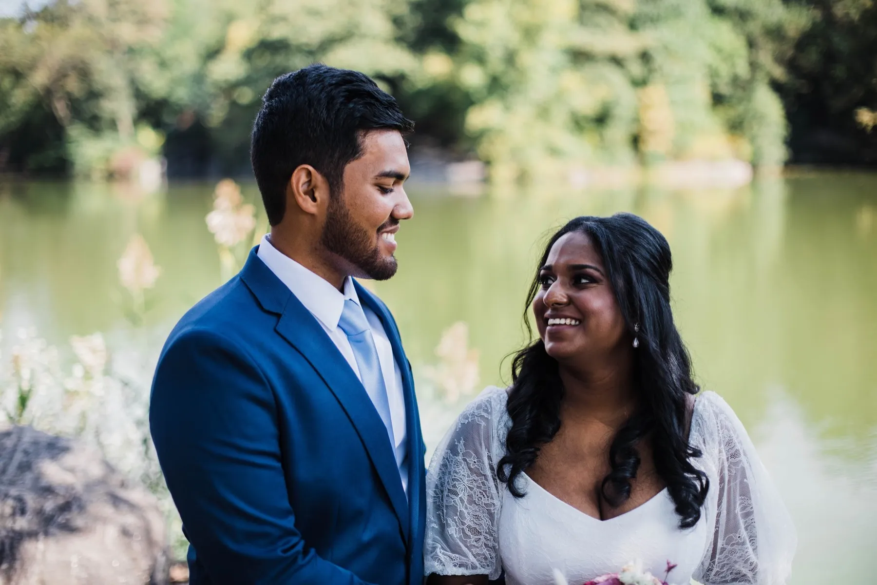 Clashani + Gihan exchanging vows at Ladies Pavilion, Central Park Wedding
