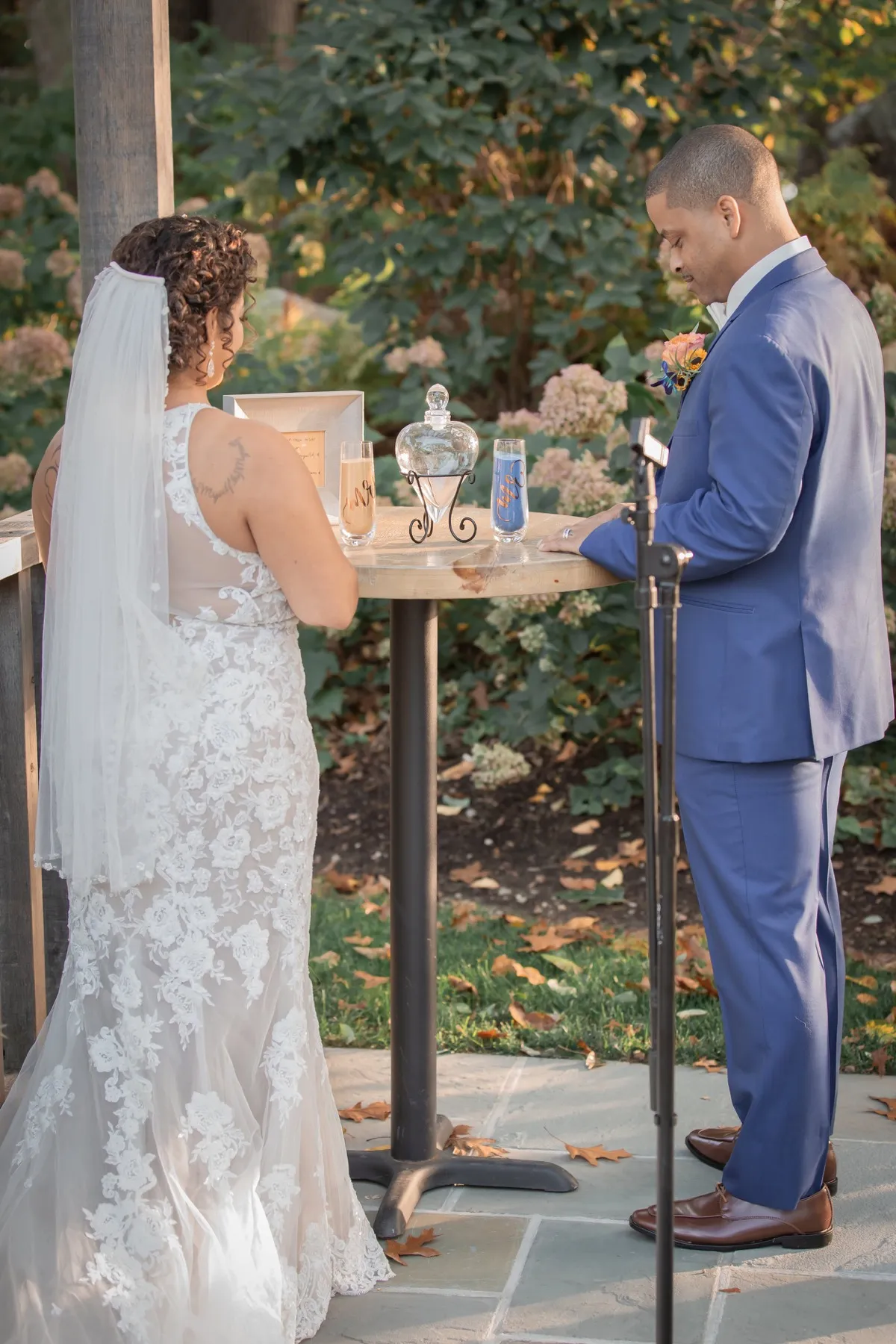 Millie + Rick during their custom wedding ceremony