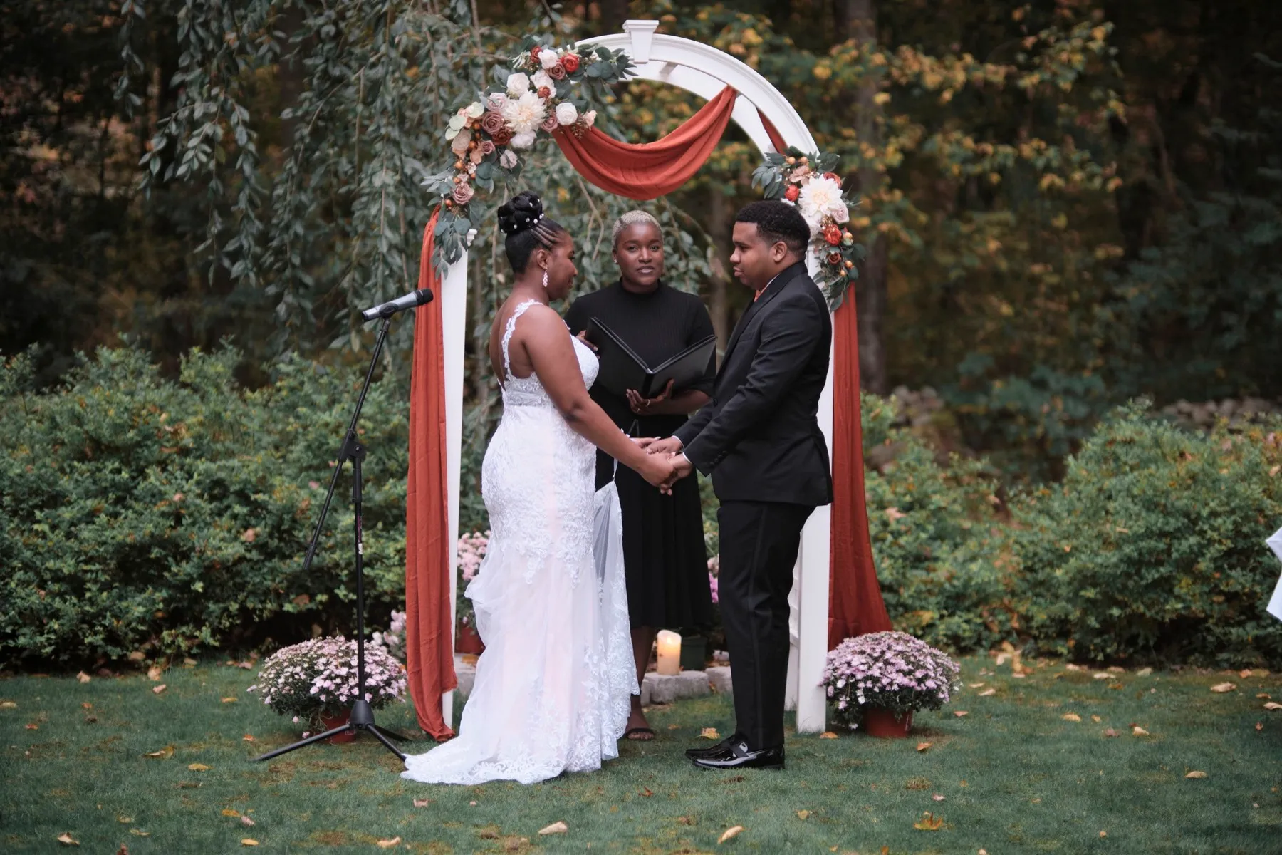 Hygdrea + Alex during their custom wedding ceremony