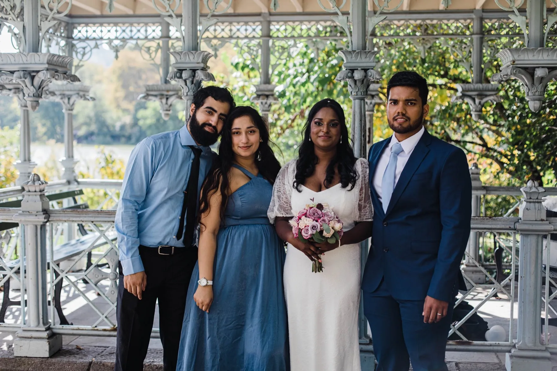 Clashani + Gihan wedding portrait at Ladies Pavilion, Central Park Wedding