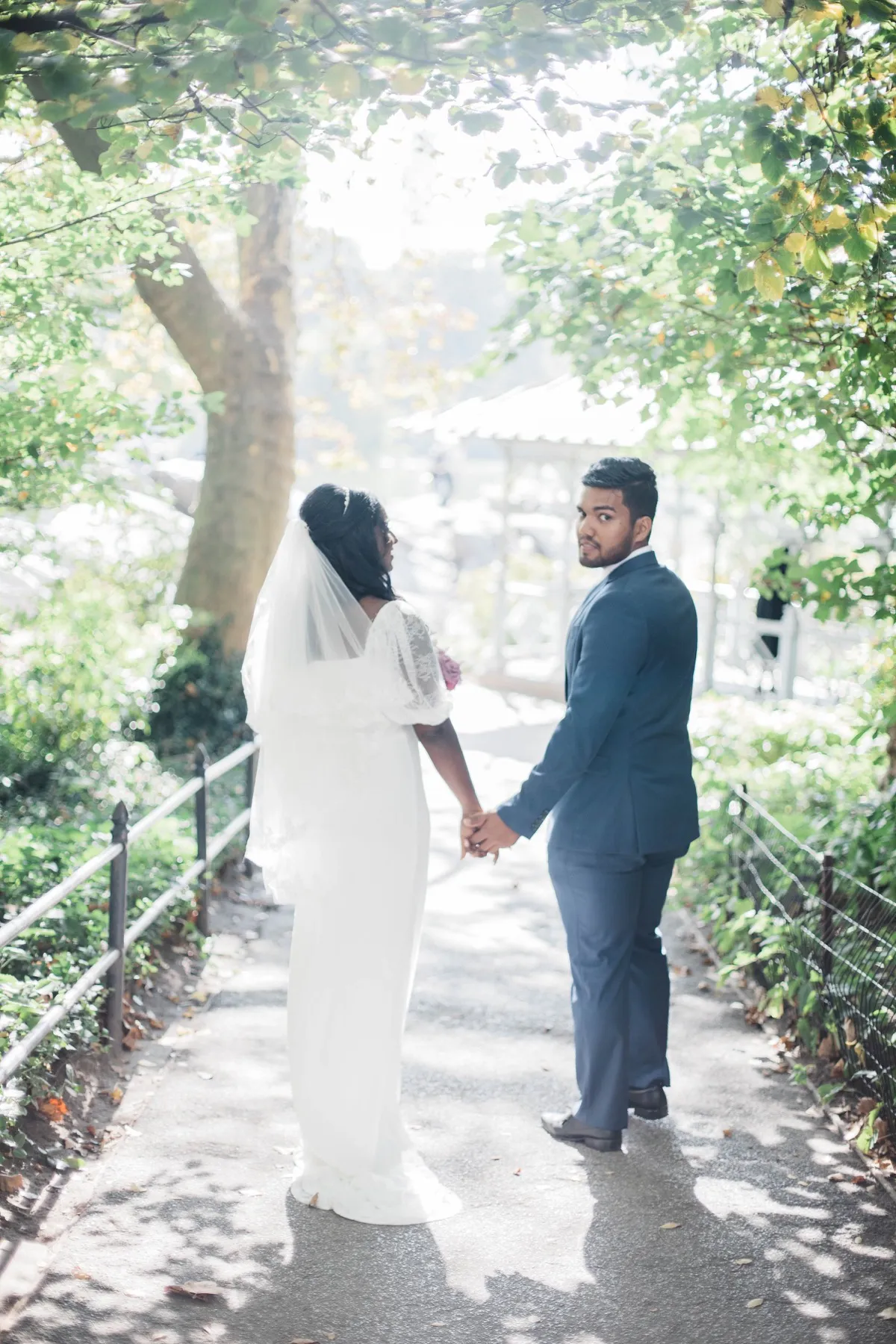 Clashani + Gihan exchanging vows at Ladies Pavilion, Central Park Wedding