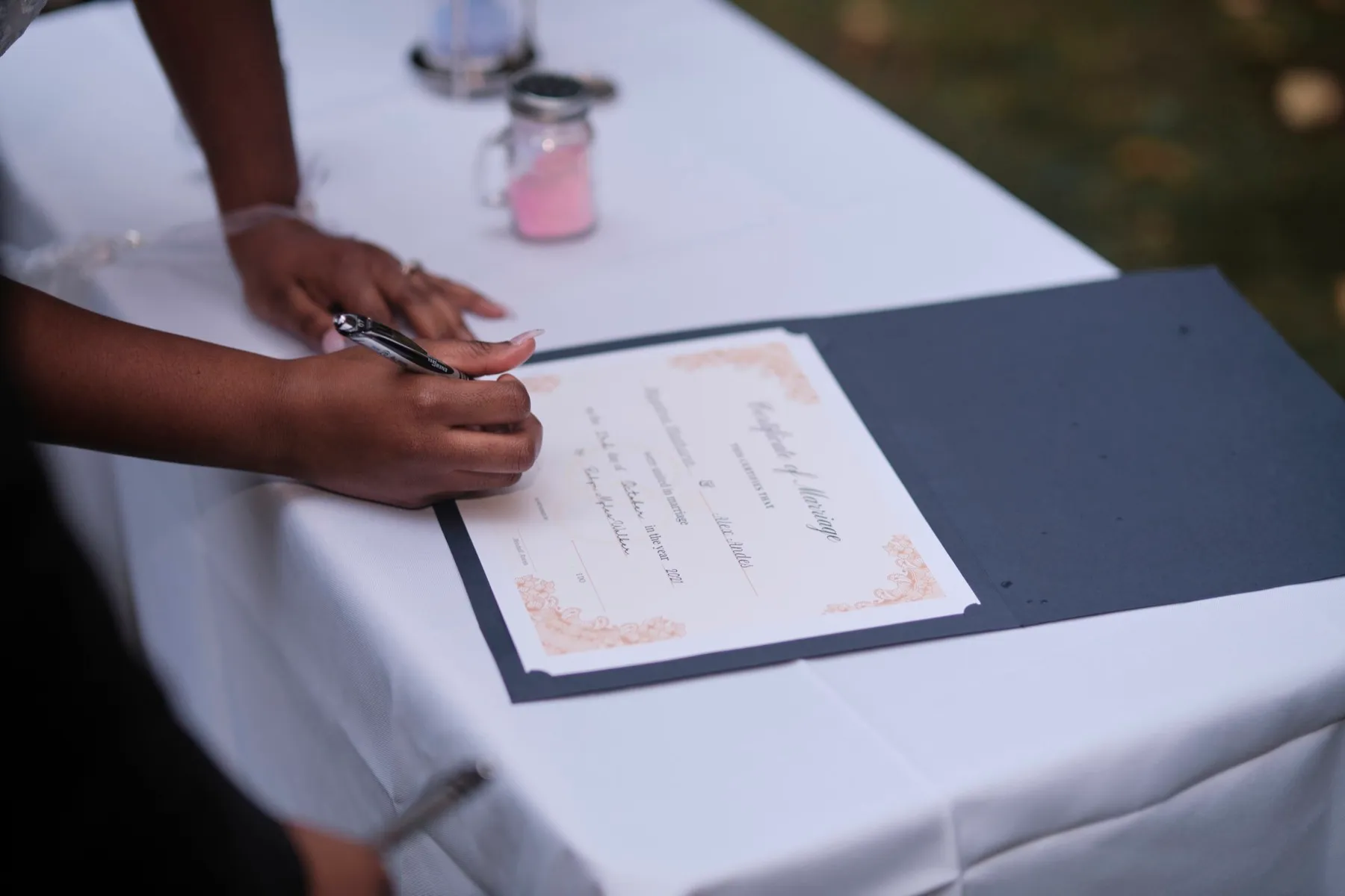 Hygdrea + Alex during their custom wedding ceremony