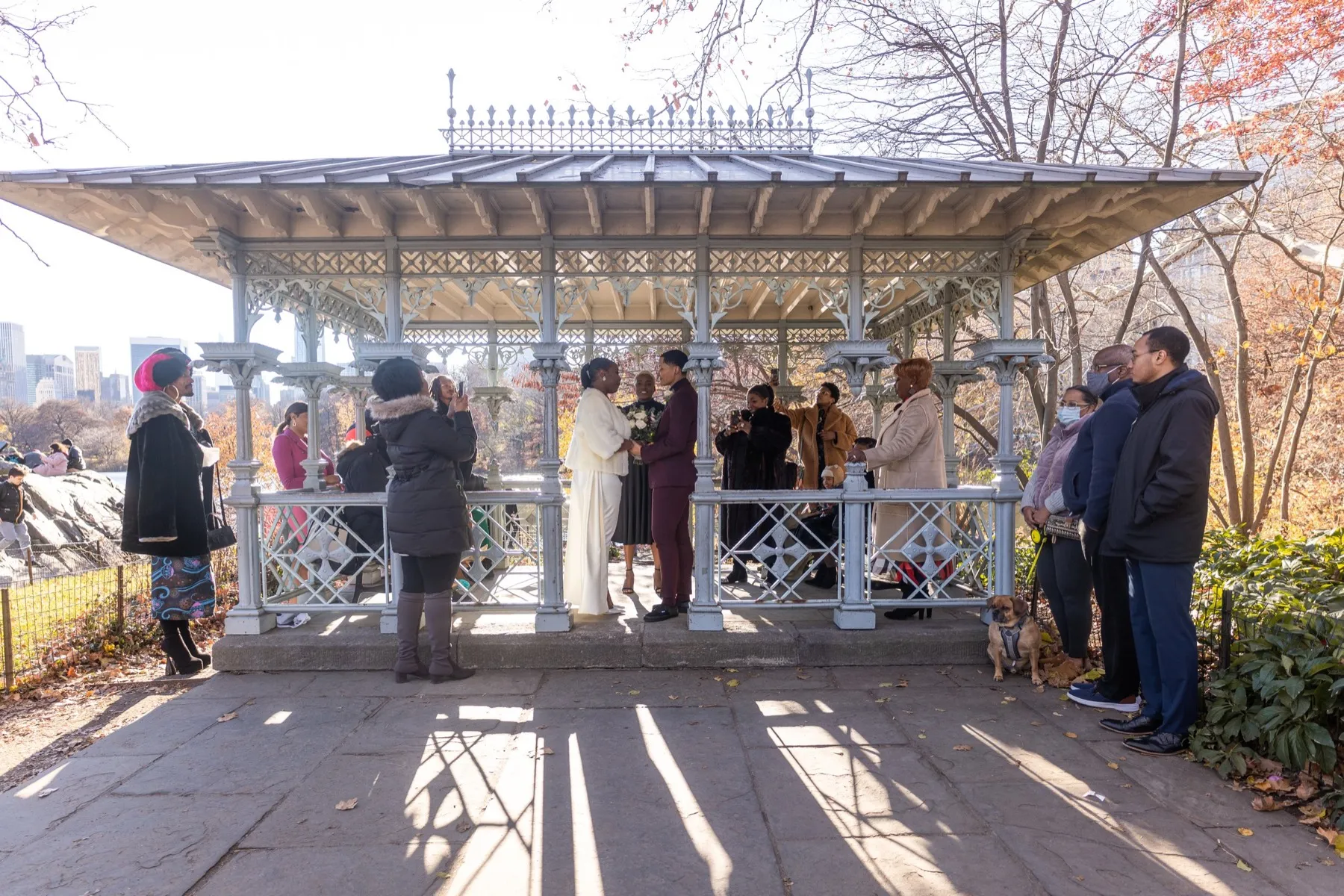 A wedding ceremony at Ladies Pavilion in Central Park