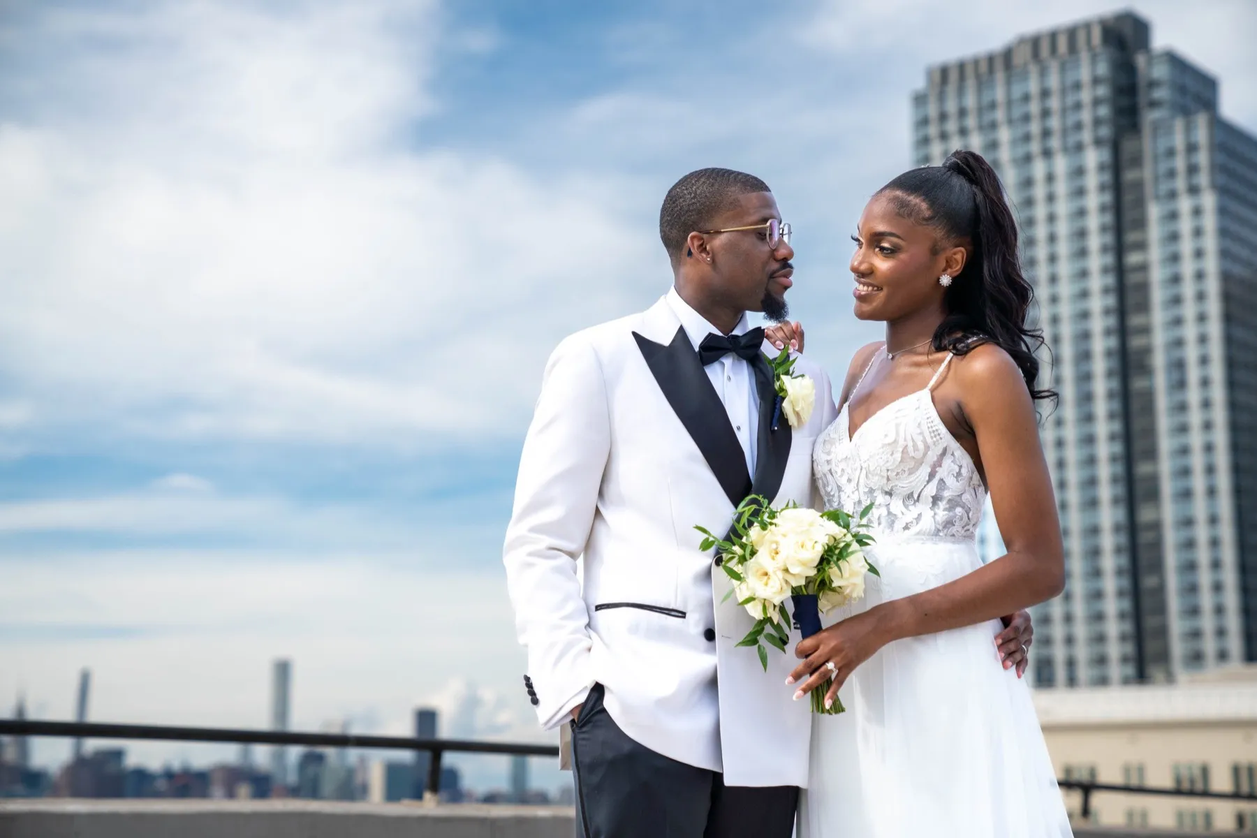 Arielle + Romell exchanging vows at The W Loft, Brooklyn, NY