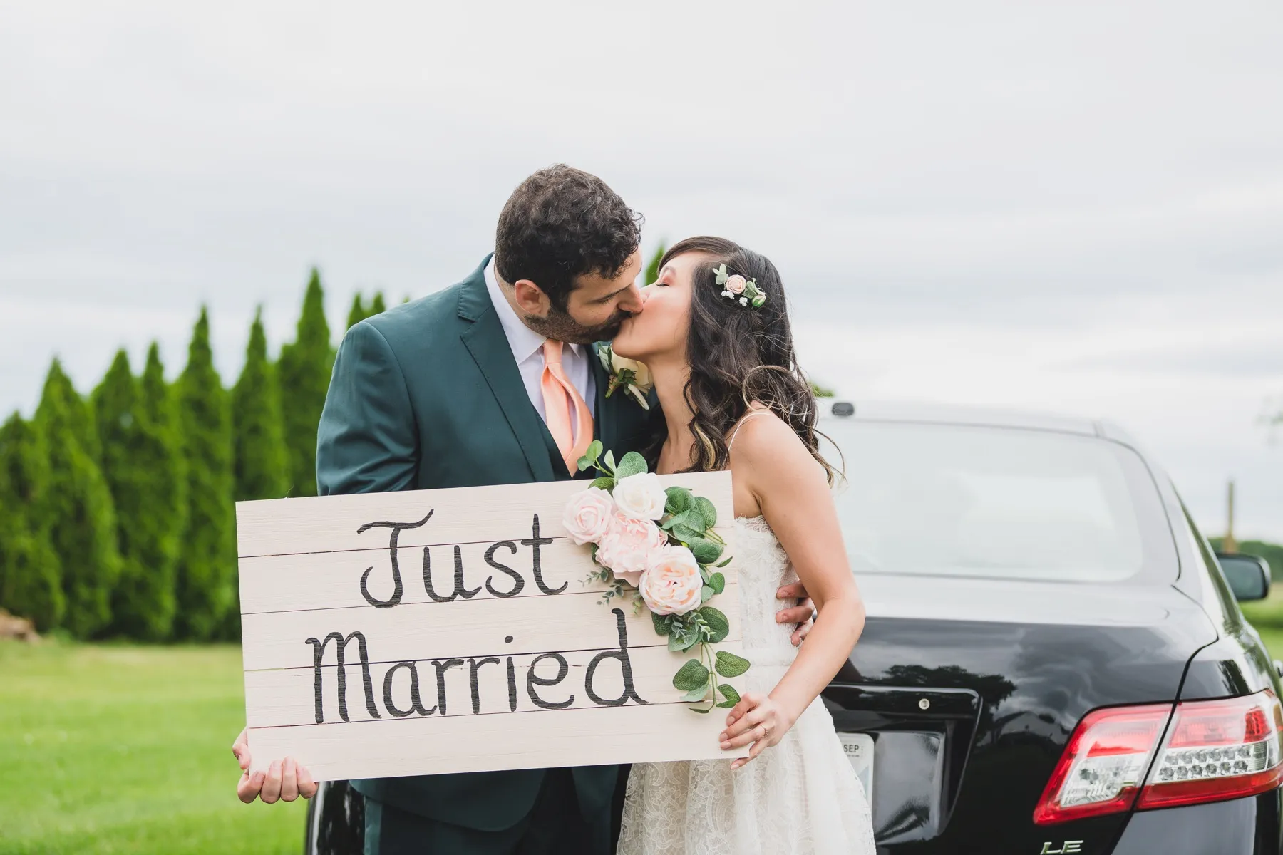 A couple celebrating an anniversary vow renewal moment