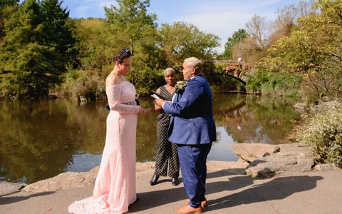 A couple renewing their wedding vows